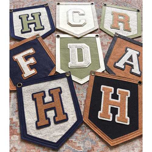 Custom initial pennant, personalized baby gift, neutral nursery decor, personalized baby flag for kids room