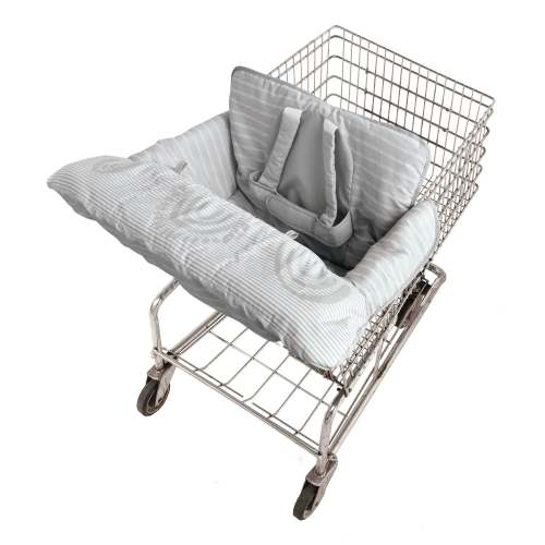 Shopping Cart and Highchair Cover for Baby - Gray Ticking Stripe