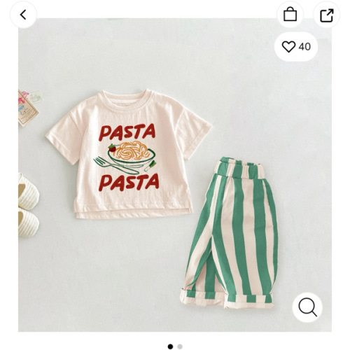 PASTA Slogan Baby 2-Piece Tomato Pasta Pattern Set