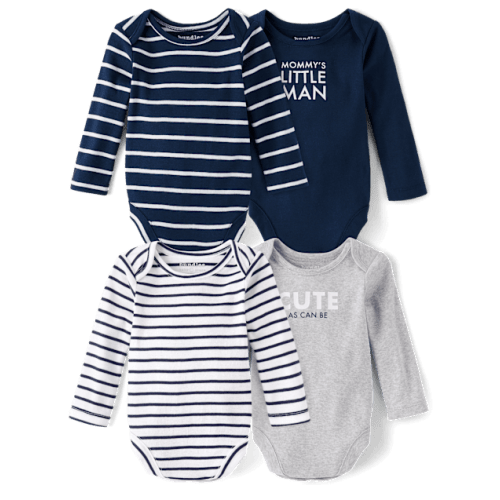 Baby Boys Little Man Bodysuit 4-Pack - Blue