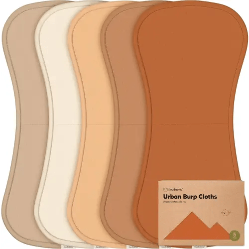 Organic Burp Cloths Baby Boy & Girl - 5-Pack Super Absorbent Cotton Burping Cloths for Babies, Soft & Plush Newborn Spit Up Rags, Infant Towels for Milk Spit Up, Unisex, Large 21" x 10" (Terracotta)