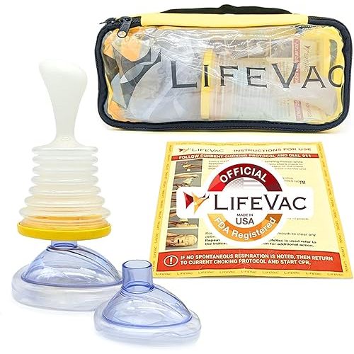 LifeVac Yellow Travel Kit - Portable Suction Rescue Device, First Aid Kit for Kids and Adults, Portable Airway Suction Device for Children and Adults