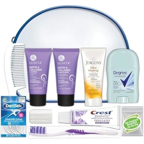 Convenience Kits International Women's Luseta Kit, Travel Size Toiletry Kit, Gifts for Women, 10 Piece Set