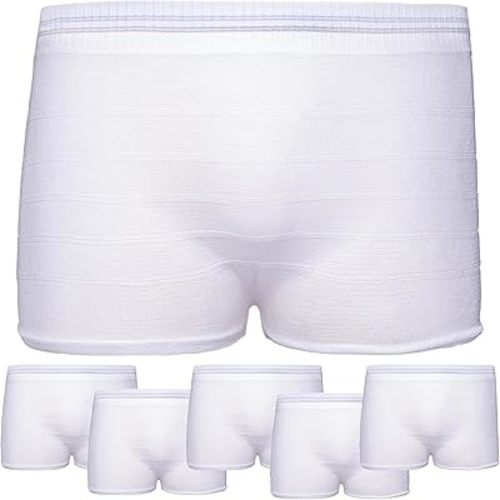 Knit Mesh Underpants [5 Pack] Disposable Underwear for Postpartum, Hospital Recovery, Incontinence, Maternity - High Waisted, Soft, Stretchy, Breathable Under Garments - Washable Multiple Times (M/L)