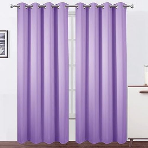 LEMOMO Lilac Blackout Curtains 52 x 84 inch/Lavender Curtains Set of 2 Panels/Thermal Insulated Room Darkening Bedroom Curtains