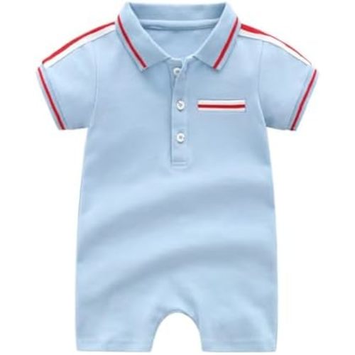 Baby Boys Polo Romper Short Sleeve Collared Cotton One-Piece Coverall Summer Baby Stuffs outfits
