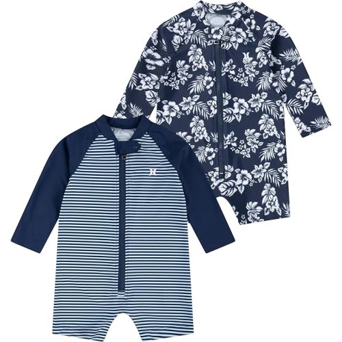 Hurley Unisex Baby 2-Pack Long Sleeve Rash Guard Coverall