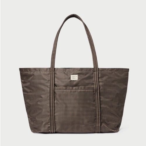 Dina Travel Tote, Brown/Black Check - Loeffler Randall