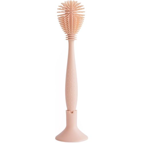mushie Baby Bottle Brush | Soft Silicone with Suction Base (Blush)