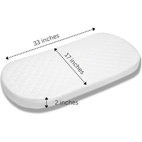 Baby Bassinet Mattress Pad (Oval, 17X33) for Newborn Comfort Breathable Easy Clean Hypoallergenic Waterproof Made in USA