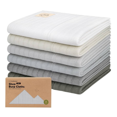 KeaBabies Organic Cotton Burp Cloths Baby Girl, Boy - 6-Pack Large Burping Clothes for Babies, Spit Up Rags, Super Soft & Absorbent Newborn Wash Towels, Gender Neutral, Non-Shrink (Stria, Granite)