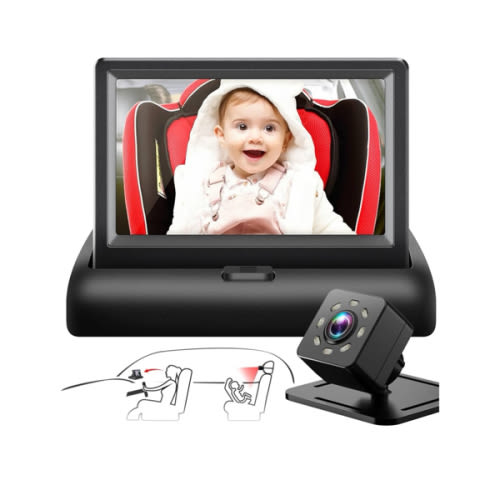 Baby Car Mirror with 4.3'' HD Night Vision Function Display, Safety Car Seat Camera with Wide Crystal Clear View, Easily Observe The Baby’s Move(Not USB)