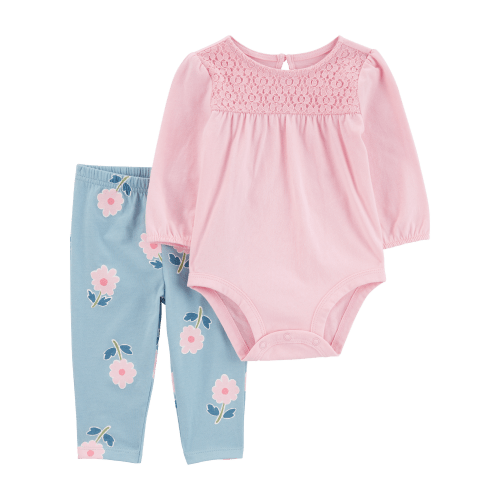 Baby 2-Piece Eyelet Long-Sleeve Bodysuit Pant Set - Carter's | Carter's