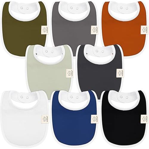 8-Pack Organic Baby Bibs for Boys, Girls - Soft Cotton Drooling and Teething Baby Bibs, Baby Girl Bibs, Baby Boy Bibs, Baby Drool Bibs for Baby Girl, Boy, Newborn Infant Bibs (Basics)