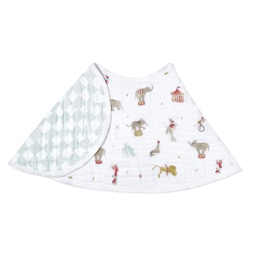 aden + anais Essentials Baby Burpy Baby Bib, 100% Cotton Muslin, Soft Absorbent 4 Layers, Multi-Use Burp Cloth and Bib, 22.5” X 11”, Single, Elephant Circus