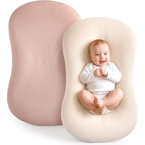 Termichy Baby Lounger Cover Muslin: Soft Cotton Slipcover for Snuggle Me Lounger - Removable & Machine Washable for Daily Use - Zipper-Free & Skin-Friendly for Newborn Girls and Boys