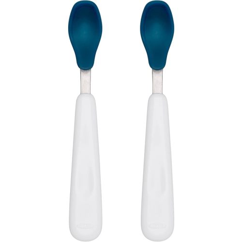 OXO Tot Feeding Spoon Set with Soft Silicone, Navy , 2 Count (Pack of 1)