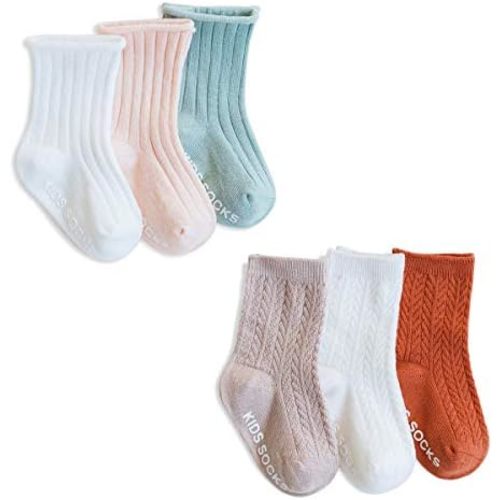 6 Paris Toddler Girl Boy Non Skid Socks,Plain color,Baby Girls Anti-slip Cotton Socks,0-6 Months