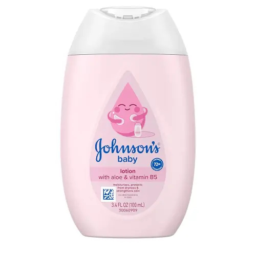 Johnson's Baby Lotion with Coconut Oil, Aloe Vera & Vitamin B5, 72 HR Hydration, Skin Moisturizer, Hypoallergenic, Safe for Newborn, Protects From Dryness & Strengthens Skin, 3.4 fl. oz