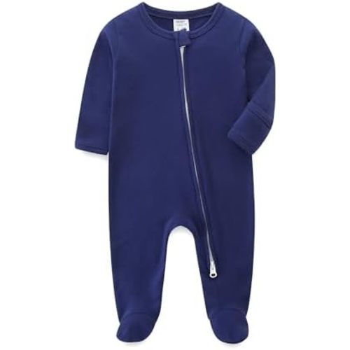 Unisex Baby Boy and Girl Zipper Onesie Solid Toddler Footie One-Piece Infant Romper Jumpsuit