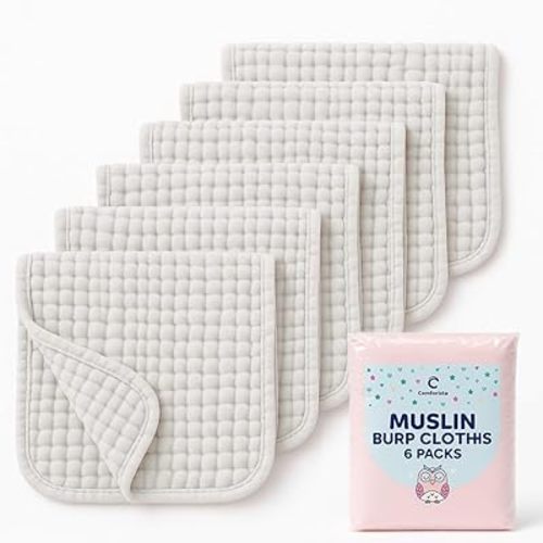 Juego de 6 paños de muselina blancos para eructos de bebé, 20"x10", paños para eructos para bebés niñas absorbentes y suaves, sin contracción, hipoalergénicos, paños para eructos