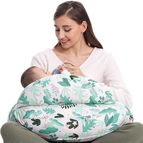 Momcozy Nursing Pillows for Breastfeeding, Plus Size Portable Breastfeeding Pillow and Positioner with Original Security Fence, Baby Support| with Adjustable Waist Strap and Removable Cotton Cover