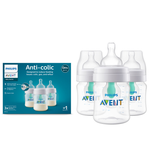 Philips Avent Anti-colic Baby Bottle with AirFree Vent, 4oz, 3pk, Clear, SCY701/93