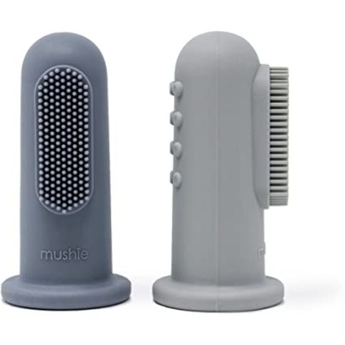 mushie Baby Finger Toothbrush (Tradewinds/Stone) 2-Pack
