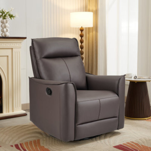 Hokku Designs Tayani Swivel And Rocker Recliner | Chocolate Brown