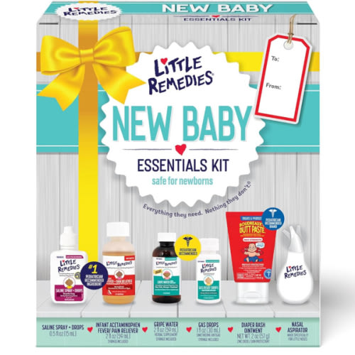 Little Remedies, New Baby Essentials Kit, 6 Newborn Essentials, Saline Nasal Spray, Gas Relief Drops, Gripe Water, Fever Reliever, & Diaper Ointment