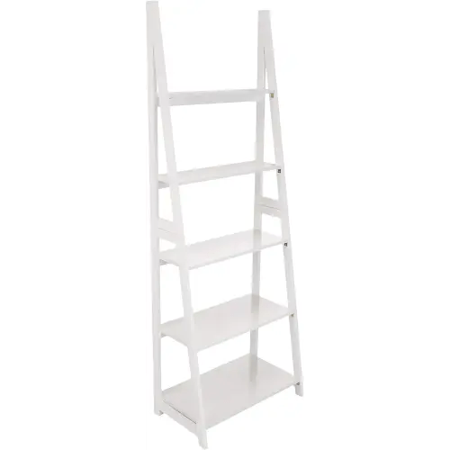 Basics Modern 5-Tier Ladder Bookshelf Organizer, Solid Rubberwood Frame, White, 14 D x 24.8 W x 70.1 H in - AliExpress 1503
