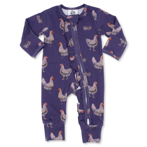 Purple Chicken -Ruffled- Folding Feet Jammies – Cowkid Clothing Company