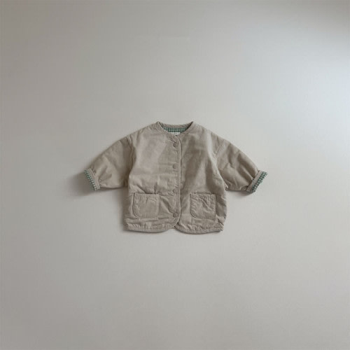 Baby Reversible Solid Color Plaid Jacket