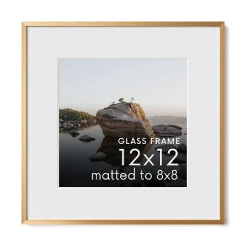 Haus and Hues Brushed Metal Single Picture Frame with Real Glass, Brass, 12x12