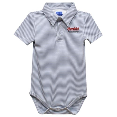 Hendrick Motorsports Vive La Fete Infant Pencil Stripe Polo Bodysuit - Gray