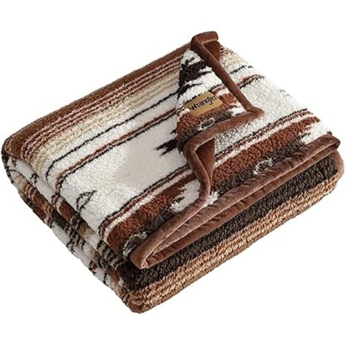 Wrangler - Throw Blanket, Super Soft Sherpa Bedding with Corduroy Reverse, Yellowstone Inspired, Western Luxurious Bedding, Oeko-Tex Certified (Coyote Sands Orange, 50" x 60")