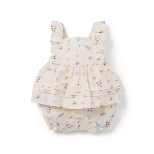 3-6 mo Seashell Ecru Bug Floral The Little Love Bug Baby Romper by Janie and Jack