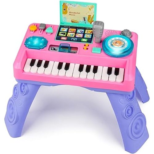 Baby DJ Table for Toddlers 1-3 with Music & Light, Musical Baby Piano Toys 6-9-12-18 Months Toddler Activity Table Music Instruments Learning Toys for 1 Year Old Girl Birthday Gifts Toddler Age 0-2