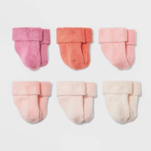 Baby 6pk Terry Bootie Socks - Cloud Island™ Pink, Size: 0-3M