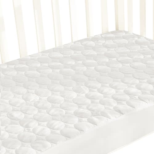 Crib Mattress Protector Pad Waterproof, Toddler Waterproof Crib Mattress Protector Cover, Machine Washable & Dryer Fit Baby Toddler Bed Mattress Protector (Standard Size 52” x 28”), White
