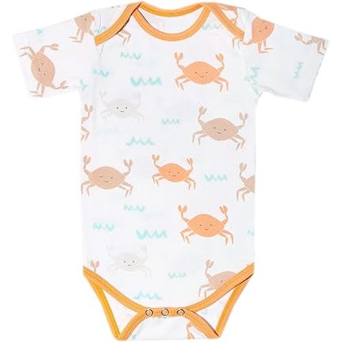 Copper Pearl Short Sleeve Bodysuit Baby: Ultra Soft Bodysuits for Newborns, Boys, Girls, and Infants - Stylish, Comfortable, Overlap Shoulders, Premium Knit Fabric - Tide, 3-6 Months