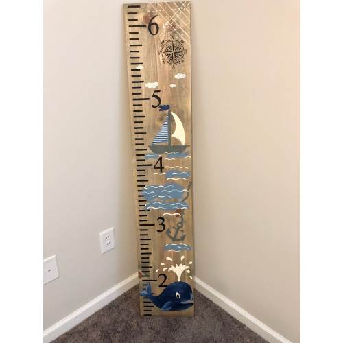 Nautical growth chart, Ocean Themed Custom Wooden Height Ruler, Personalized Baby Shower Gift, Whale Growth Chart, Nautical Nursery Decor