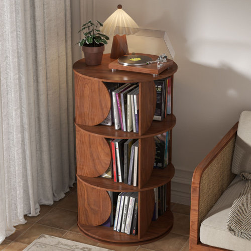 Latitude Run® 3 Tier Rotating Bookshelf, 360 Spinning Corner Bookcase Tower, Round Bookshelf, Floor Standing Book Shelf Organizer For Bedroom And Living Room & Reviews | Wayfair