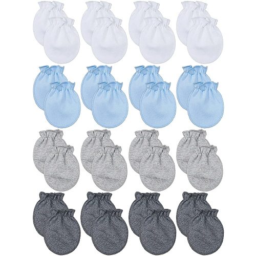 16 Pairs Newborn Baby Cotton Mittens No Scratch Gloves Unisex Newborn Mittens for baby Boys Girls 0-6 Months