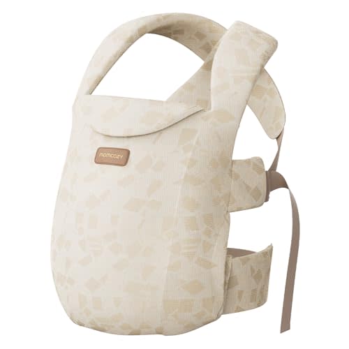Momcozy Newborn Carrier WeeSnug - Lightweight and Cozy Comfort for 7-25 lbs, Ergonomic Cross-Back Support, Jacquard Weave, Hands-Free Baby Carrier with Lumbar Support, Geometry
