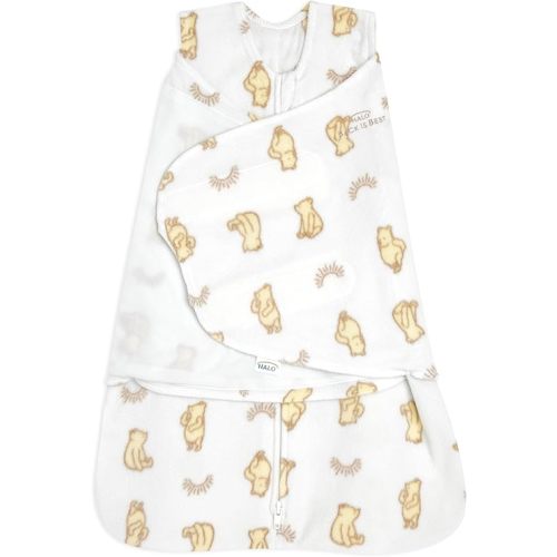 HALO Micro-Fleece Sleepsack Swaddle, 3-Way Adjustable Wearable Blanket, TOG 3.0, Sunshine Winnie, Small, 3-6 Months