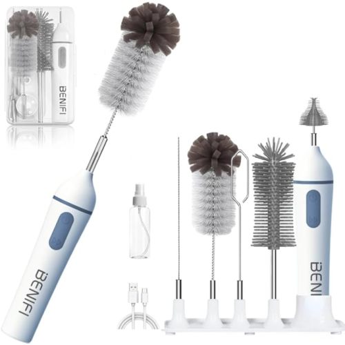 Electric Bottle Brushes Set, Baby Bottle Brush Cleaner, Portable Cleaning Brush Set, Silicon Bottle Brushes, Formula Mixer, Nipple Brush, Straw Brush, Soap Dispenser