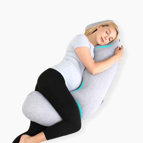 Momcozy J-Shaped Maternity Body Pillow - Grey