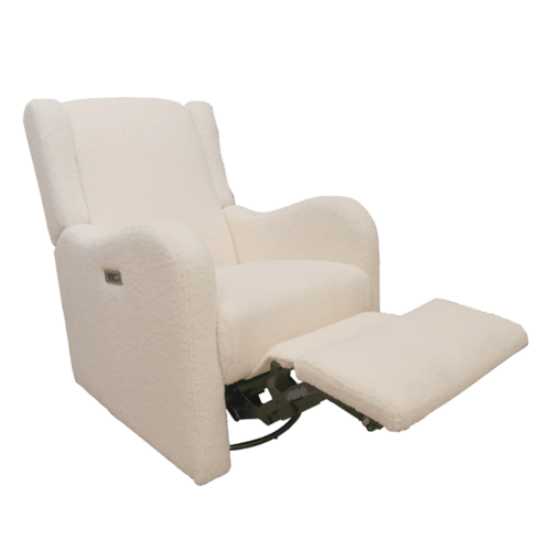 LI'L ANGELS Alice Swivel Power Glider Recliner - Cream Boucle