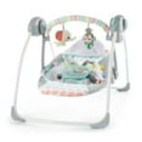 Bright Starts Whimsical Wild Portable Compact Baby Swing with Taggies, Unisex, Newborn and up